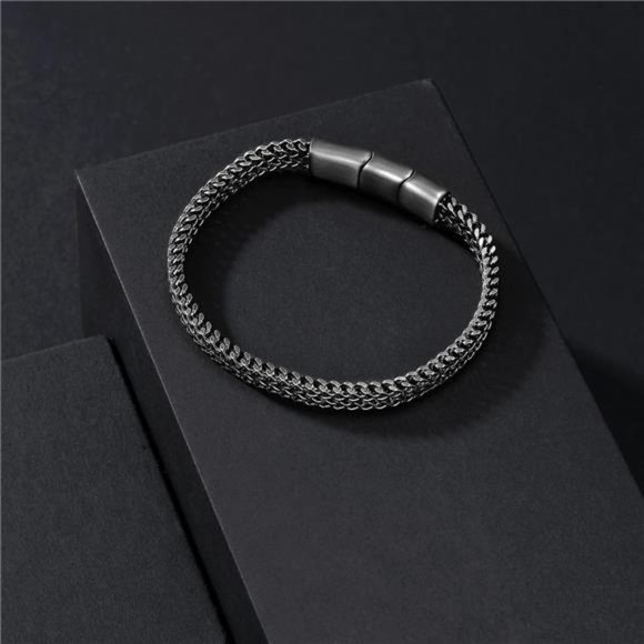 Bracelets for Men-Stainless Steel Magnetic Clasp Franco Chain Mens Bracelet - Picture 3 of 6